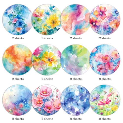 WLXTREE 24 Sheets Floral Scrapbook Paper 30x30cm Watercolor Flower Patterned Double Sided Scrapbooking Decorative Craft for Card Making Kit Cardstock Origami Paper Supplies - Image 2