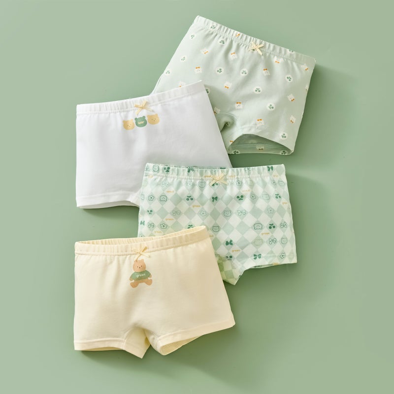 Girls Cotton Antibacterial Boxer Briefs Cute bear pj531 
