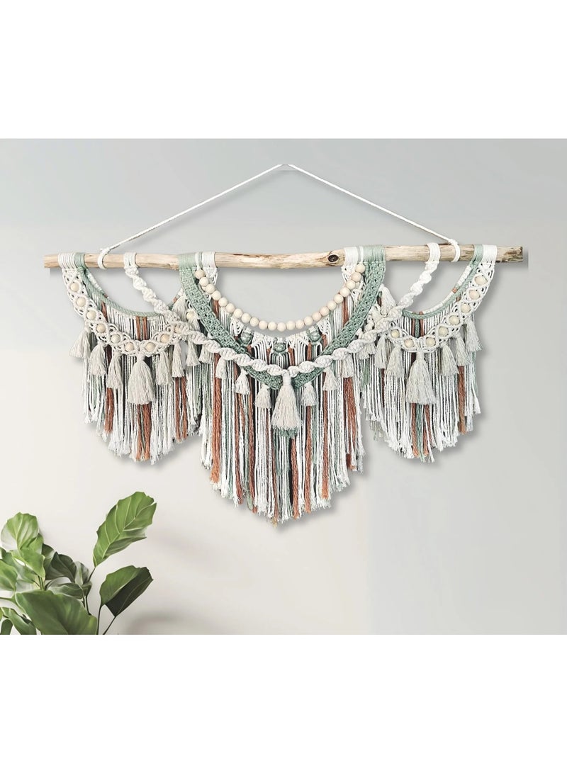 انتيكيانو تعليقة مكرمية جدارية كبيرة، ديكور مكرمي كبير جدًا، نسيج جداري واسع، ديكور بوهيمي، ديكور منزلي بطابع ريفي - Image 1