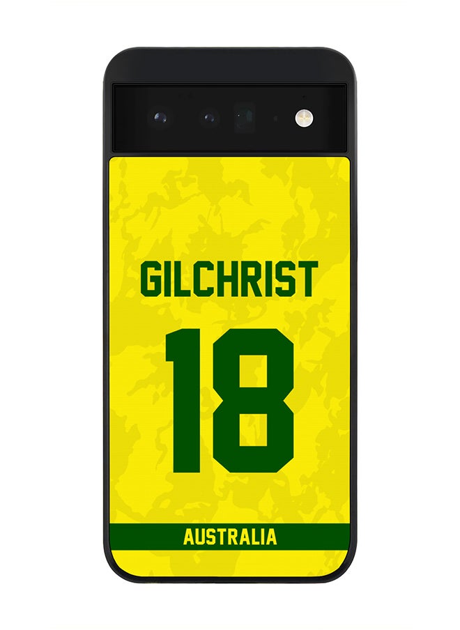 Stylizedd - Rugged Black Edge Case for Google Pixel 6 5G, Slim fit Soft Case Flexible Rubber Edges Thin Cover - Player Name - Adam Gilchrist, Jersey Number- 18 - Image 1