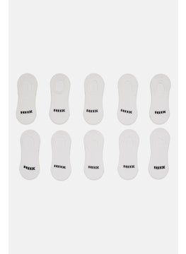 RBX Women 10 Pairs Brand Logo Round Invisible Socks White  - Image 1
