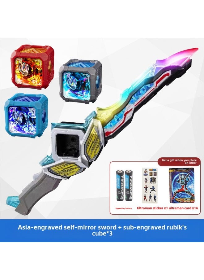 Generic - Ultraman Ultraman Transformer Yak Awakener Rubik's Cube Sublimator Hand Doll Model Children's Toy Set-Color:Subitial Mirror Sword + 3 Magic (free Card Sticker Battery) - Image 1