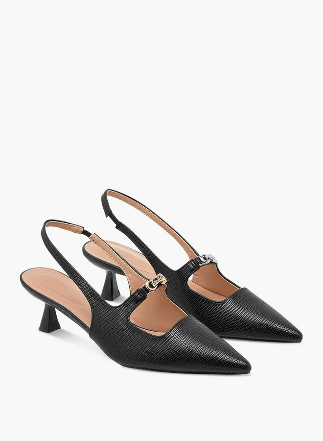 Celeste Women's Textured Slingback Shoes with Kitten Heels