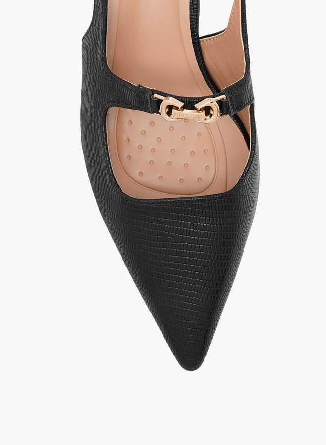 Celeste Women's Textured Slingback Shoes with Kitten Heels - Image 4