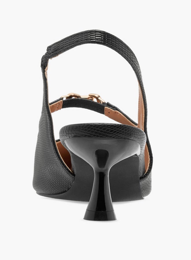 Celeste Women's Textured Slingback Shoes with Kitten Heels - Image 5