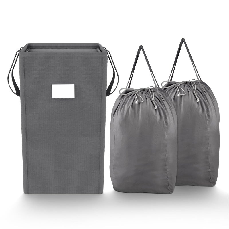MCleanPin سلة غسيل MCleanPin 210L قابلة للطي مع 2 حقيبة غسيل قابلة للغسل، سلة ملابس متسخة، سلة غسيل مع مقابض، سلة غسيل قابلة للطي للطلاب، رمادي - Image 1