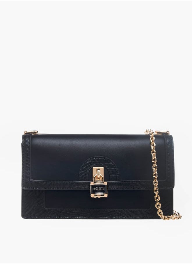 Celeste Womens Lock Detail Crossbody Bag With Button Closure And Chain Strap  - Image 1