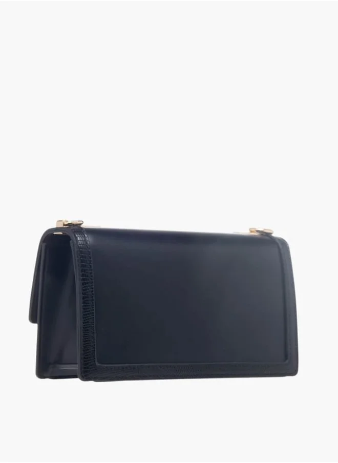 Celeste Womens Lock Detail Crossbody Bag With Button Closure And Chain Strap