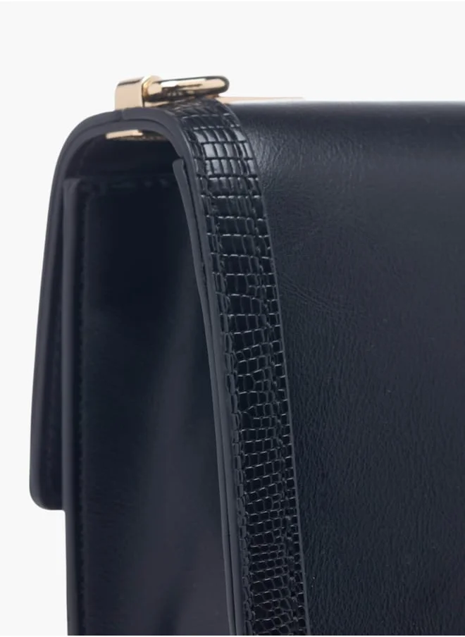 Celeste Womens Lock Detail Crossbody Bag With Button Closure And Chain Strap