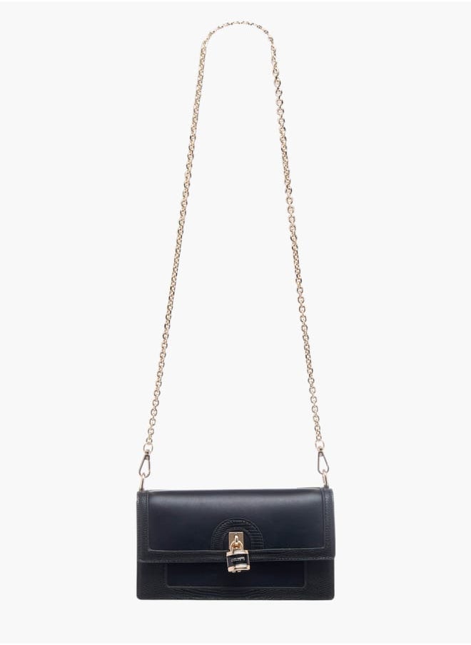 Celeste Womens Lock Detail Crossbody Bag With Button Closure And Chain Strap  - Image 2