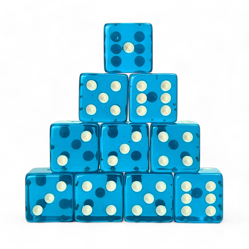 Luck Lab 10 Piece 19 mm Dice Pack Acrylic and Translucent D6 Dice Square wRounded Edge for Casino Craps RPG MTG DND Dice Table Games and Board Games Light Blue - Image 3