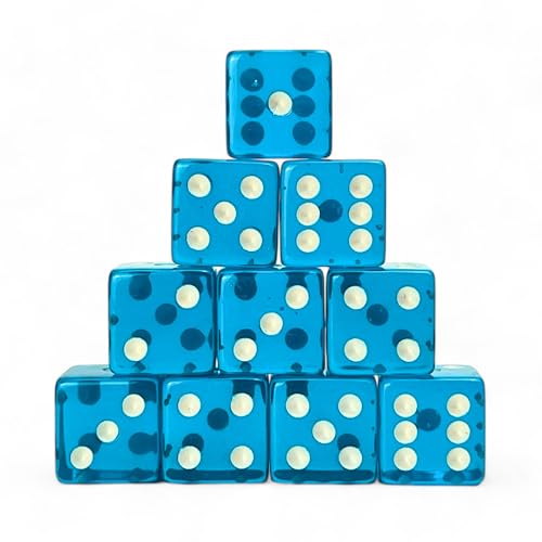 Luck Lab 10 Piece 19 mm Dice Pack Acrylic and Translucent D6 Dice Square wRounded Edge for Casino Craps RPG MTG DND Dice Table Games and Board Games Light Blue - Image 1