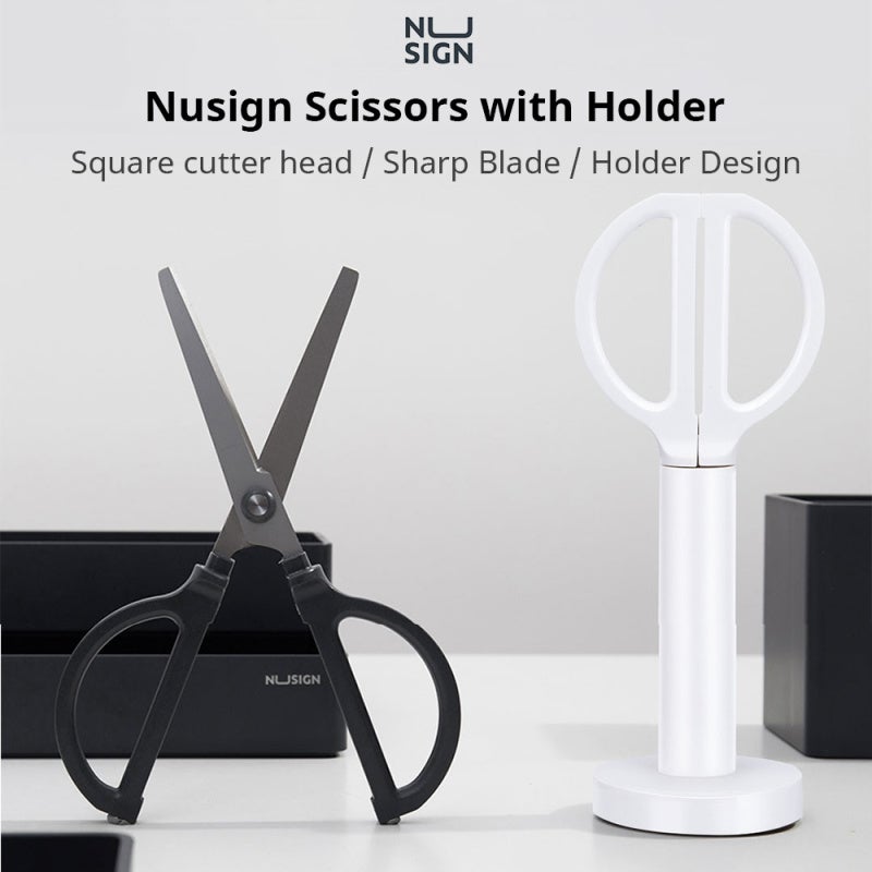 NUSIGN Student Scissors: Stainless Steel Titanium Plated Blades, Sharp Easy-to-clean - Vertical Holder Design, Fashionable Easy Storage, Ergonomic Comfortable Grip, Precise Cutting Multi-purpose Tool for Stu - Image 2