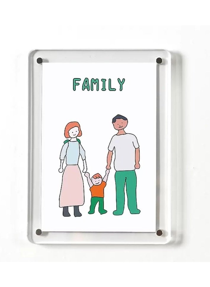 JiFENG 5-inch Acrylic Magnetic Photo Frame Rounded Corners Transparent Flat Surface, Four Corner Magnets Photo Frame (9 × 13cm)  - Image 1