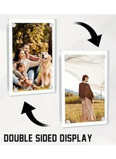 JiFENG 5-inch Acrylic Magnetic Photo Frame Rounded Corners Transparent Flat Surface, Four Corner Magnets Photo Frame (9 × 13cm)  - Image 4
