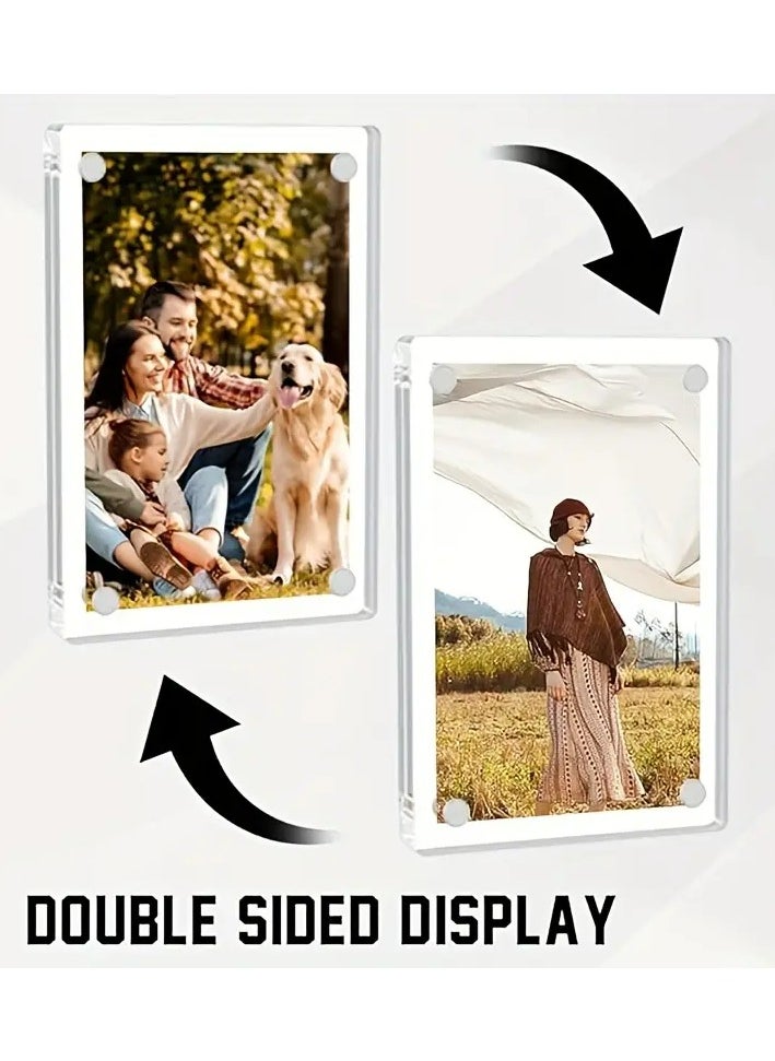 JiFENG 5-inch Acrylic Magnetic Photo Frame Rounded Corners Transparent Flat Surface, Four Corner Magnets Photo Frame (9 × 13cm)  - Image 4