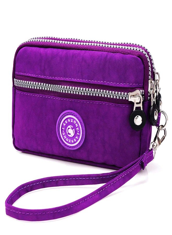 LassZone Womens Nylon Phone Purse Three Zipper Long Clutch Wallet Purse Smartphone Wristlet Wallet for Cellphone Card Coin - Image 1