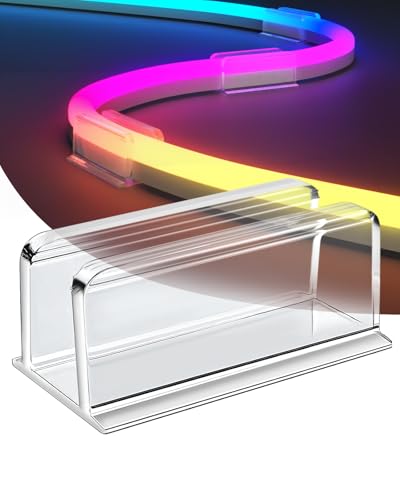 Hetyue Neon Rope Light Clips Mounting 43Pcs Clear Waterproof LED Strip Clip Brackets Adhesive Wall Mount Holder for Govee and Other Neon LED Lights Strips Not Support H61A2 H61A0 - Image 1