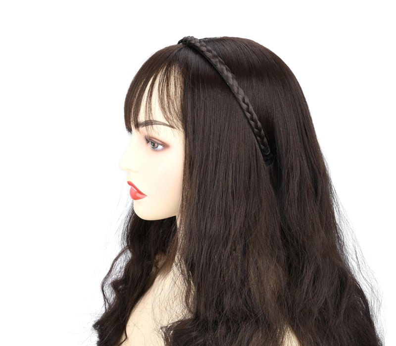DIGUAN Narrow Braids Width 0.4 inches Slender Braided Headband with Teeth Synthetic Hair Plaited head bands Hairpiece for Girls Women (Copper Brown, Thin) - Image 4