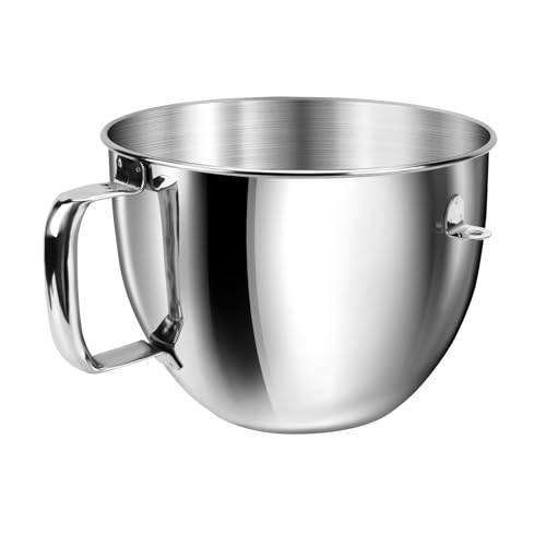 JEASOM 6QT Stainless Steel Mixer Bowl with Handle Compatible with KitchenAid Bowl Lift Stand Mixers KD2661 KL26M KP26M1 KP26M8 KP26N9 KV25G KV25M Food Grade Mixing Bowl for 6QT Kitchen Aid Lift Mixers - Image 1