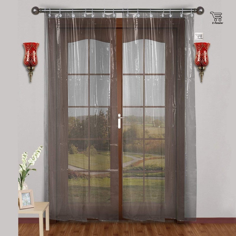 Mopak Decor AC Clear Curtain, Shower Curtains, Transparent Curtains PVC Plastic Thickness // 0.15mm, 84 x 54 Inches (7 Feet Lengh x 4.5 Feet Width), with 16 Hooks (Pack of 2) - Image 1