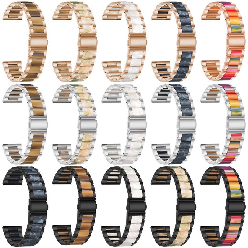erorex 18Mm Three Beads Metal Resin Watch Band(Rose Gold Brown) - Image 5