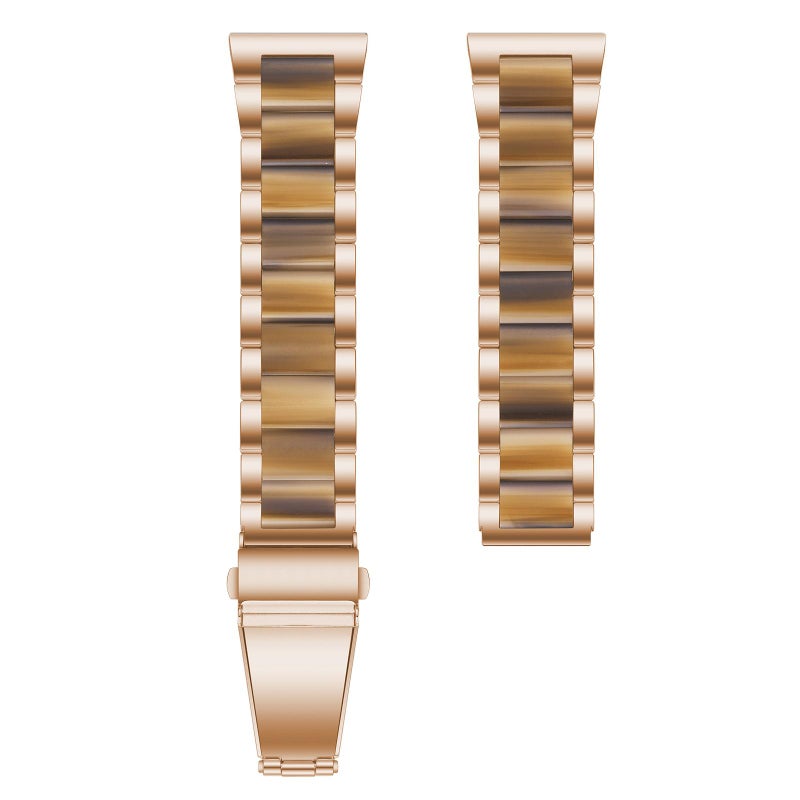 erorex 18Mm Three Beads Metal Resin Watch Band(Rose Gold Brown) - Image 3