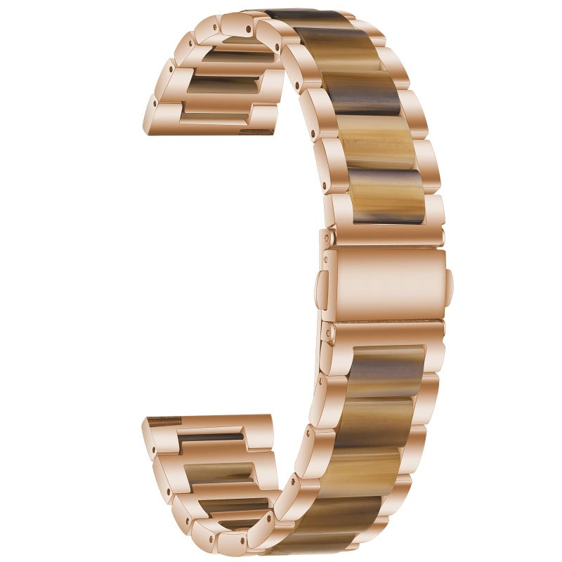 erorex 18Mm Three Beads Metal Resin Watch Band(Rose Gold Brown) - Image 2