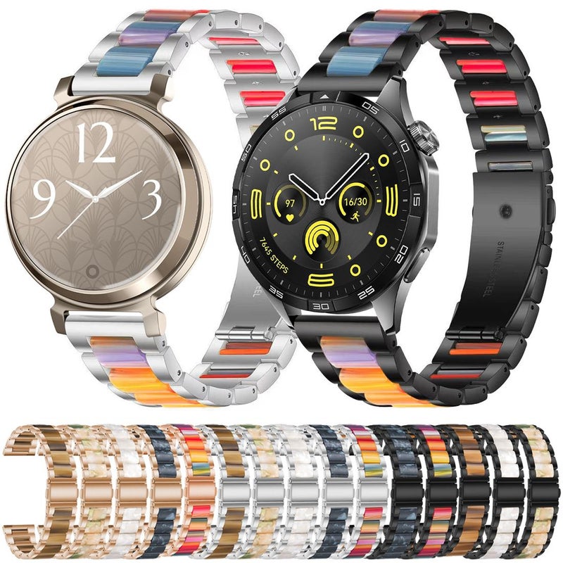 erorex 18Mm Three Beads Metal Resin Watch Band(Rose Gold Brown) - Image 4