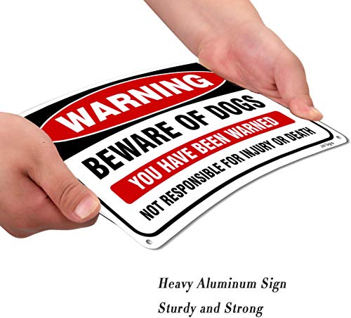 JW Signs Beware of Dog Sign (2 Pack) 10”x7” Reflective Metal Signs 0.40 Aluminum Sign Pre-Drilled Holes For Easy Mounting Indoor or Outdoor Use for Fence Door or Gate - Image 4
