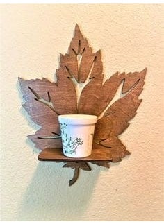 Sword Wood - Swordwood 3-Piece Wooden Wall Ornament Shelf Leaf Candle Holder Wall Decor Sconce SW-0099 - Image 1
