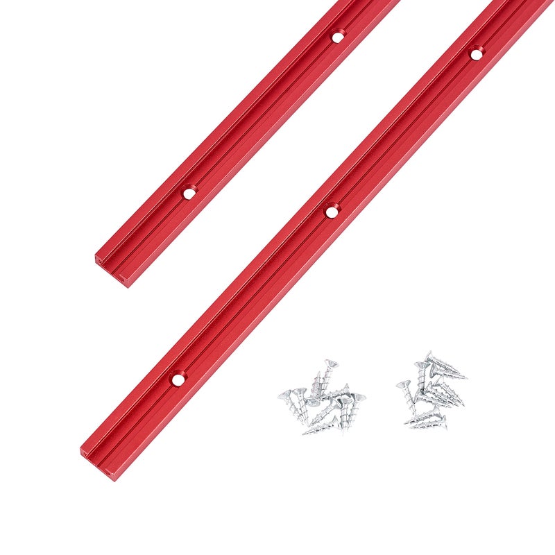 STRONGROWTH T Track 36" with Wood Screws-Double Cut Profile Universal T-Track with Predrilled Mounting Holes-Woodworking-Fine Sandblast Anodized-Red Color-2PK - Image 1
