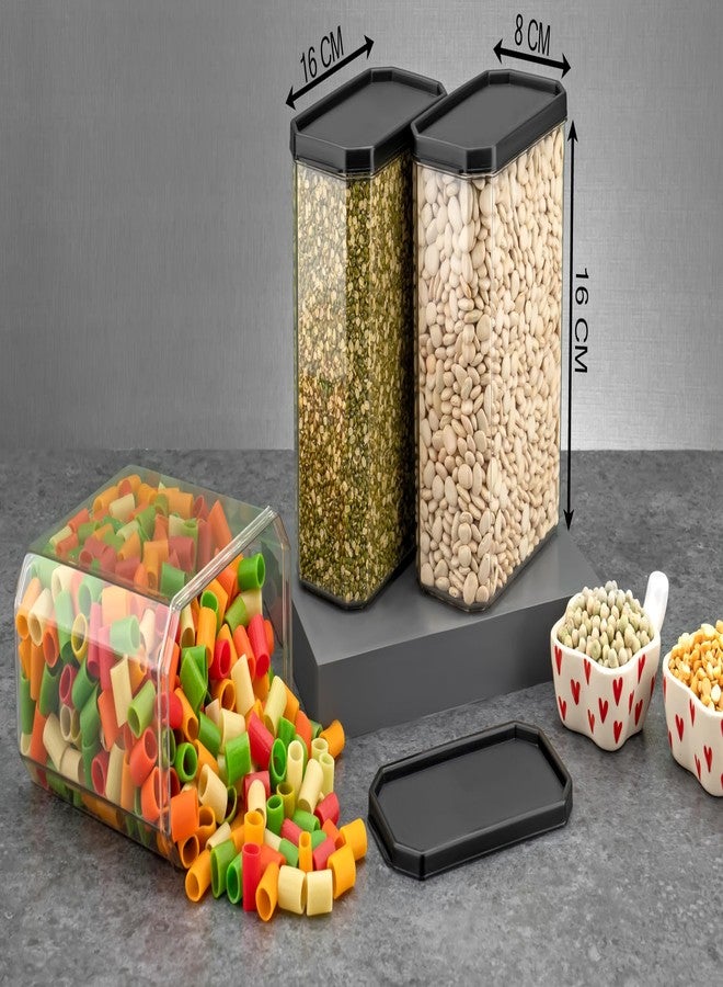 Qshare Kitchen Storage Box - Oval Shape Container Boxes For Storage Transparent Air Tight Containers For Kitchen Storage Pulses Storage Jar Containers Set For Spices, Atta, Grains, Cereals, Pulses - Image 2