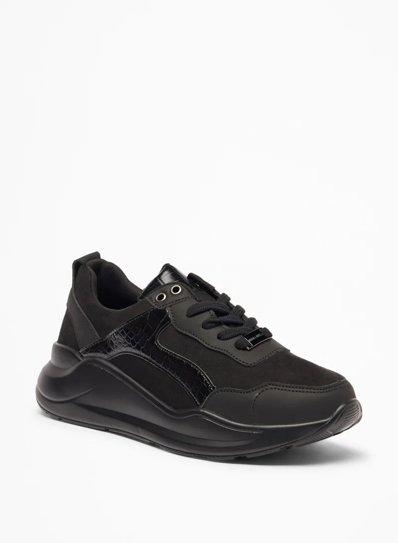 Flora Bella By Shoexpress Womens Textured Lace Up Low Ankle Casual Sneakers By Shoexpress