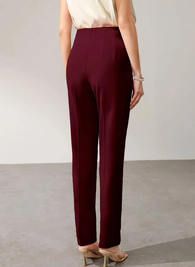 Take Two Burgundy Solid Skinny Pants