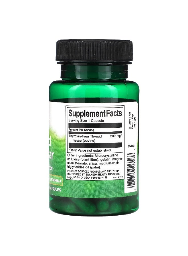 Swanson, Thyroid Glandular, 200 mg, 60 Capsules (Packaging may vary) - Image 2