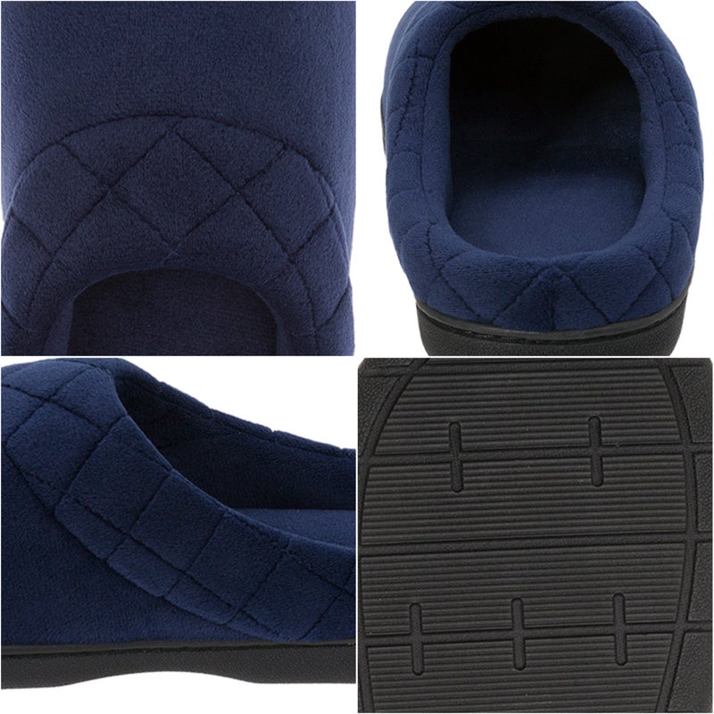 Dearfoams Women's Indoor/Outdoor Memory Foam Darcy Microfiber Velour Clog, Wide Widths Slipper, Peacoat, Large - Image 4