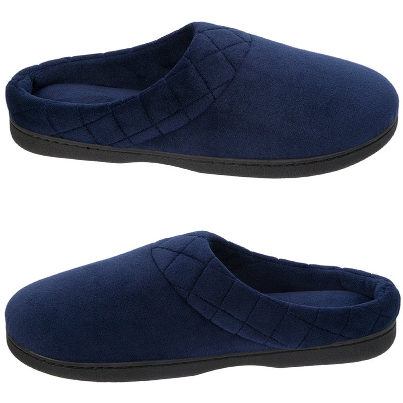 Dearfoams Women's Indoor/Outdoor Memory Foam Darcy Microfiber Velour Clog, Wide Widths Slipper, Peacoat, Large - Image 2