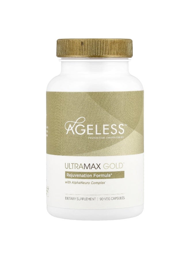 Ageless Foundation Laboratories Ageless Foundation Laboratories, UltraMax Gold™ with AlphaNeuro Complex®, 90 Veg Capsules  - Image 3