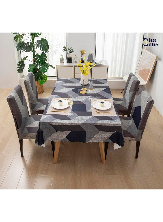 HOUSE OF QUIRK غطاء كرسي طعام من هاوس أوف كويرك مع أغطية طاولة لمطبخ مقاوم للماء (رمادي، رمادي داكن، 1 غطاء طاولة + 4 أغطية كراسي) - Image 2