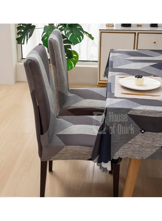 HOUSE OF QUIRK غطاء كرسي طعام من هاوس أوف كويرك مع أغطية طاولة لمطبخ مقاوم للماء (رمادي، رمادي داكن، 1 غطاء طاولة + 4 أغطية كراسي) - Image 3