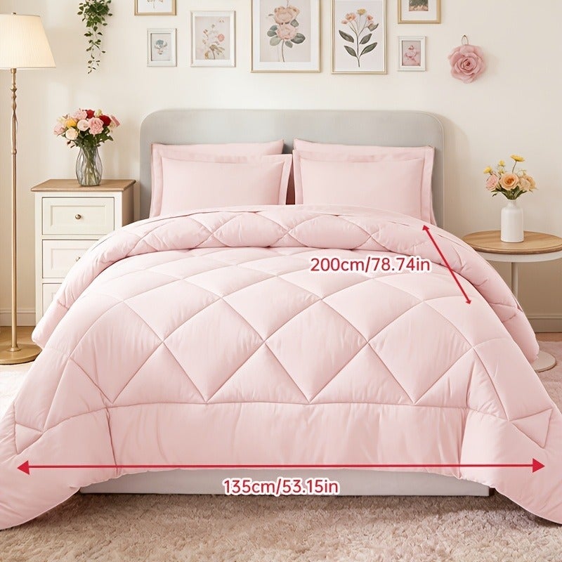 1pc Quilted Comforter Duvet Insert, Down Alternative Bedding, 80Gsm Brushed Fabric, Ultra Soft And Fluffy, All Season, Machine Washable, Breathable Warm Cozy Bedding for Bedroom Guest Room, Ideal Gift for Spring And Easter - Image 1