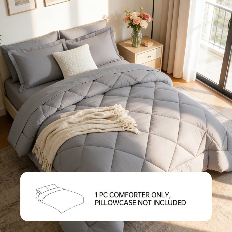 1pc Quilted Comforter Duvet Insert, Down Alternative Bedding, 80Gsm Brushed Fabric, Ultra Soft And Fluffy, All Season, Machine Washable, Breathable Warm Cozy Bedding for Bedroom Guest Room, Ideal Gift for Spring And Easter - Image 3