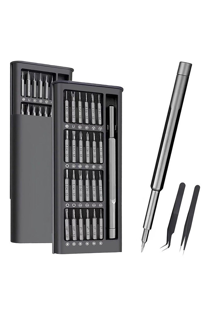 مجموعة مفكات براغي دقيقة، 27 في 1 مجموعة مفكات براغي صغيرة مغناطيسية، رؤوس فولاذية صغيرة S2 مع ملاقط، مجموعة أدوات إصلاح مغناطيسية صغيرة لأجهزة الكمبيوتر المحمول والهواتف وأجهزة الكمبيوتر الشخصية والنظارات والساعات والأجهزة الإلكترونية - Image 1