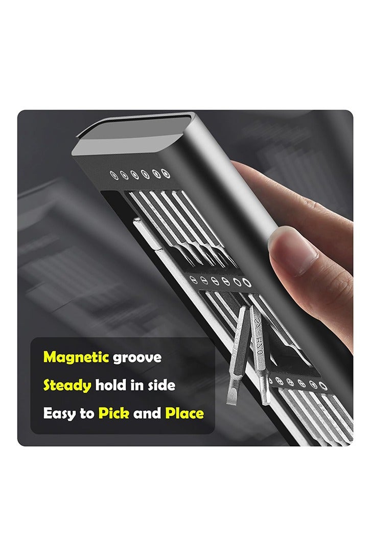 مجموعة مفكات براغي دقيقة، 27 في 1 مجموعة مفكات براغي صغيرة مغناطيسية، رؤوس فولاذية صغيرة S2 مع ملاقط، مجموعة أدوات إصلاح مغناطيسية صغيرة لأجهزة الكمبيوتر المحمول والهواتف وأجهزة الكمبيوتر الشخصية والنظارات والساعات والأجهزة الإلكترونية - Image 5