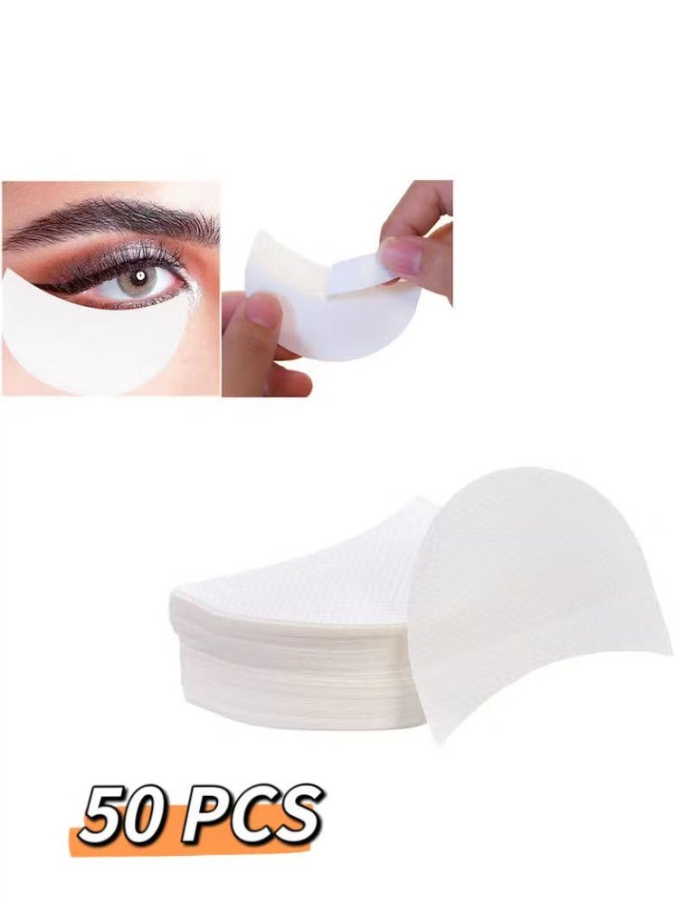 بونيتو إستنسل ظلال العيون ، 50 قطعة من واقي ظلال العيون ، رقع احترافية خالية من الوبر تحت العين لتظليل الجفون لإطالة الرموش ومكياج الشفاه، لصق رسم وتحديد العيون، ابيض - Image 1
