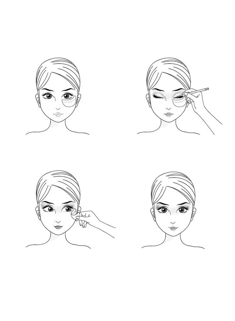 بونيتو إستنسل ظلال العيون ، 50 قطعة من واقي ظلال العيون ، رقع احترافية خالية من الوبر تحت العين لتظليل الجفون لإطالة الرموش ومكياج الشفاه، لصق رسم وتحديد العيون، ابيض - Image 4