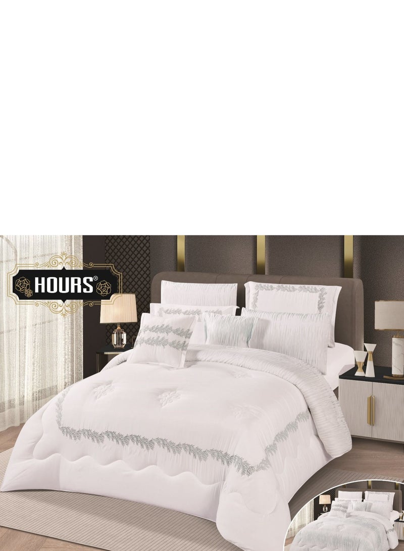 Hours Double-sided embroidered microfiber bedspread - 8 pieces  - Image 1