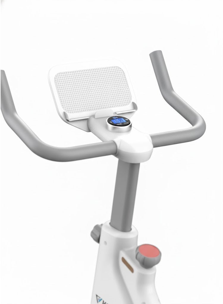 Volcan Fitness دراجة فولكان للدوران VFSP:4 | آلة تمارين داخلية ثابتة مع عجلة طيران 5 كجم | أبيض ورمادي - Image 2