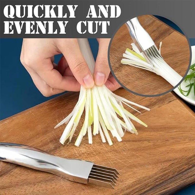 Stainless Steel Green Onion Knife, Scallion Shredding Cutter, Kitchen Vegetable Tool, 2-Pack - Image 4